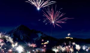 New Years Fireworks over the mountains.
